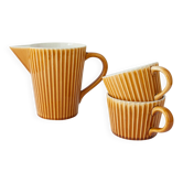 Set of Ceramic Tea Cups and Milk Jug by Secla, 1970's