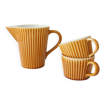 Set of Ceramic Tea Cups and Milk Jug by Secla, 1970's