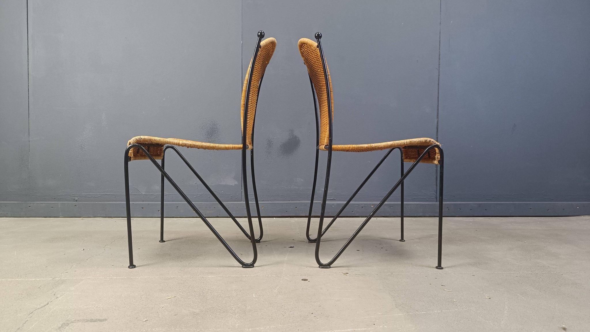 Wicker Chairs by Frederick Weinberg, 1960s, Set of 6