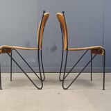 Chaises en osier par Frederick Weinberg, années 1960, lot de 6