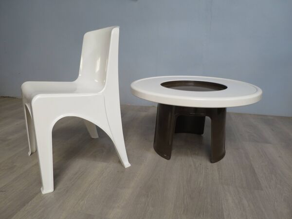 Table et chaise vintage Gilac années 70
