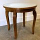 Table d'appoint Art Déco française, table ronde vintage en bois des années 1930 avec plateau en miroir