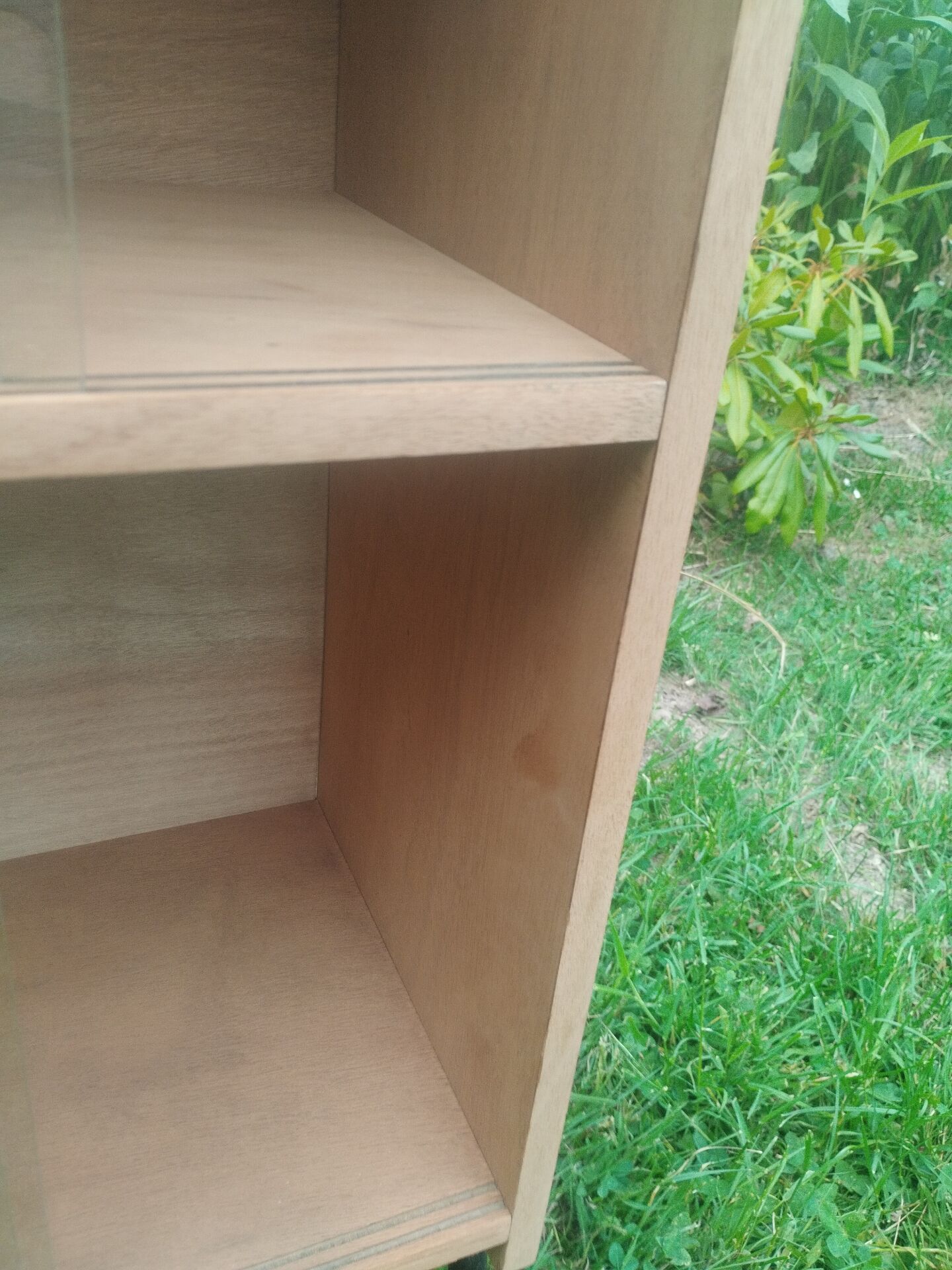 Vintage antique display shelf with Scandinavian tapered legs.
