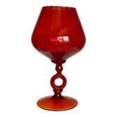 Vase empoli verre rouge vintage 1950
