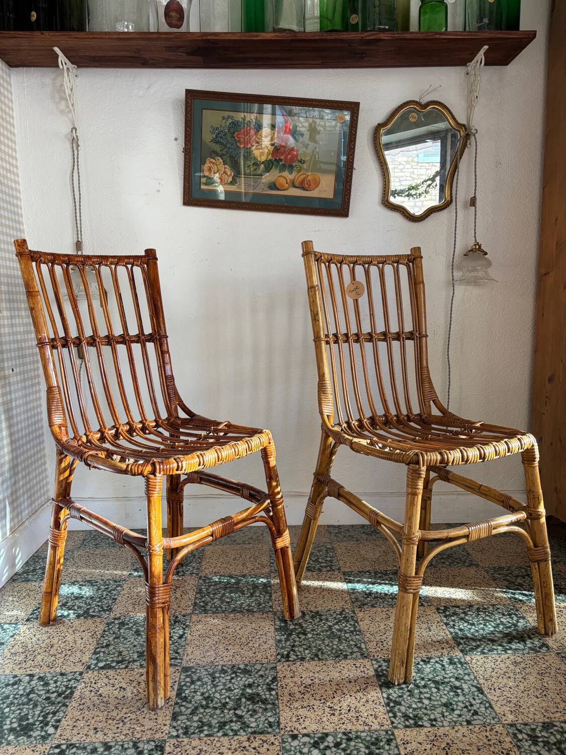 Two rattan chairs