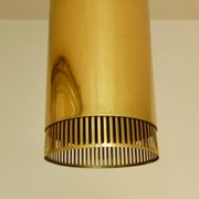 Set of 3 perforated brass cylindrical pendant lamps, Sweden 1960's