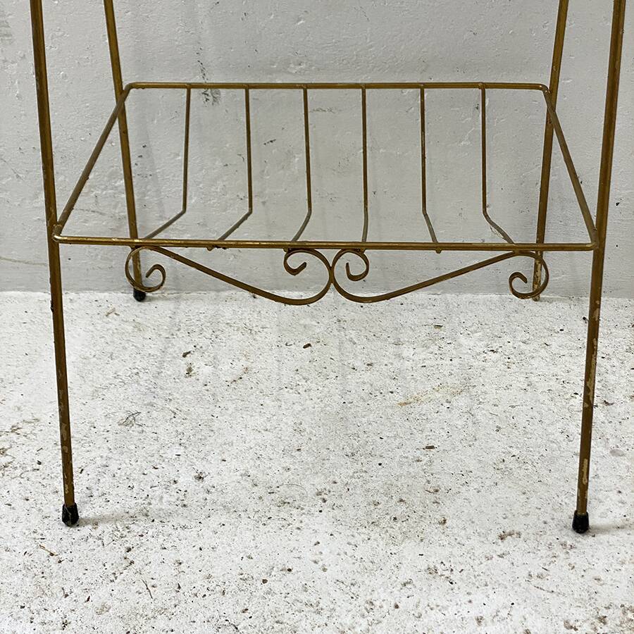 Gold metal and black glass side table