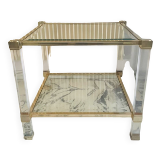 Vintage Pierre Vandel brass altuglass side table circa 1970