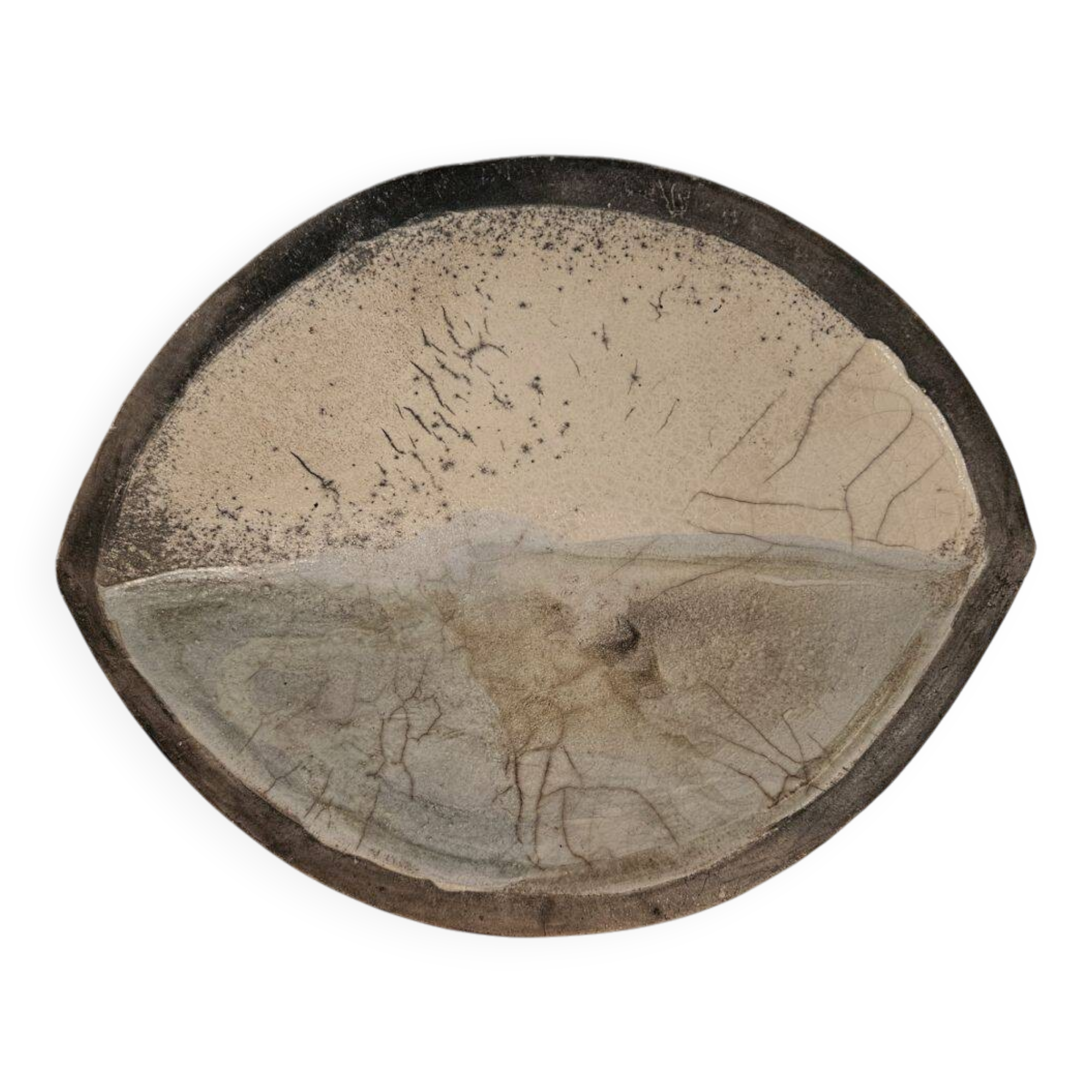 Oblong Raku Bowl Signed Anne Braut