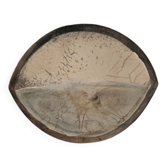 Oblong Raku Bowl Signed Anne Braut