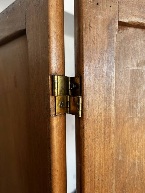 Old vintage 4-fan wooden screen
