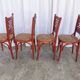Chaises de bistrot italiennes vintage - Bois rougeâtre, tissu marron, années 1980 - Lot de 4
