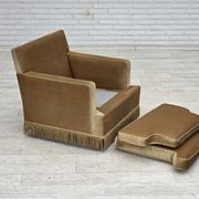 1970s, Danish armchair, honey yellow furniture velour.
