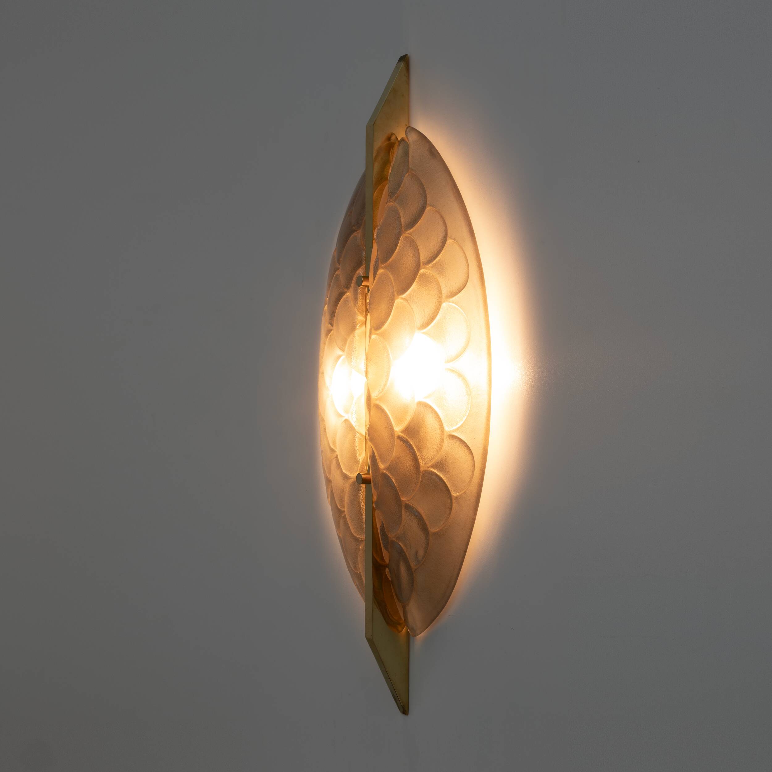 Pair of Modern Italian Murano Glass and Brass Sconces