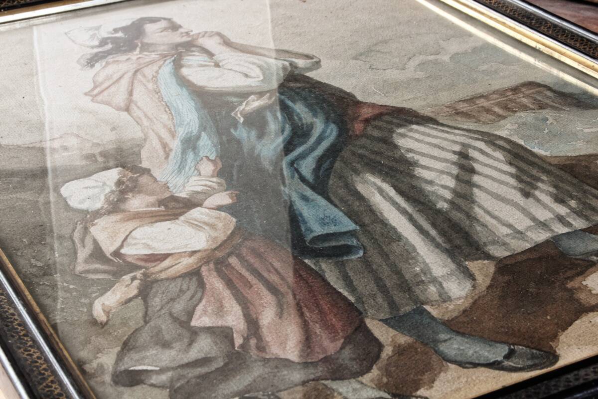 19th century watercolor, after Eugène Delacroix