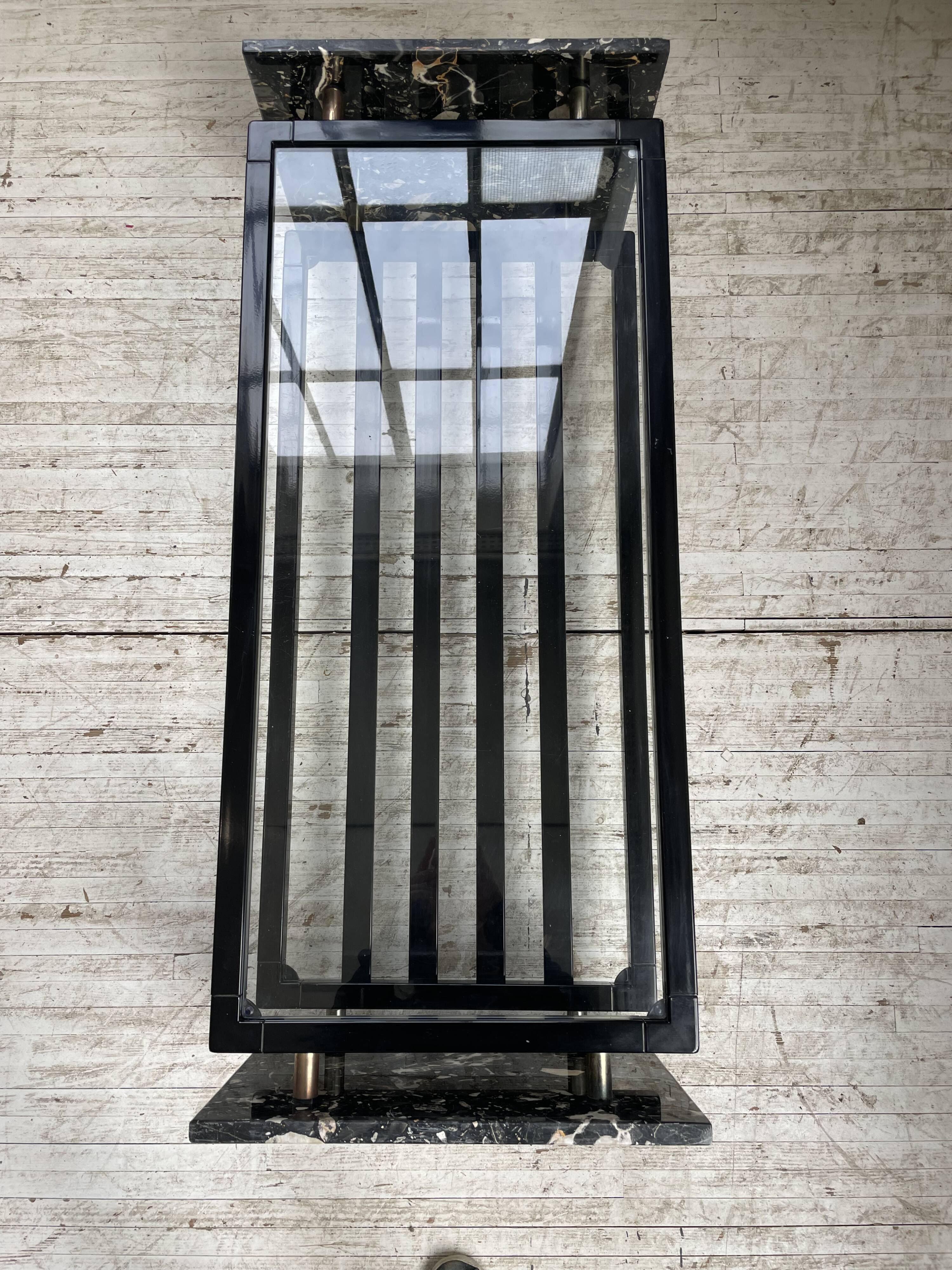 80s Italian marble and glass coffee table