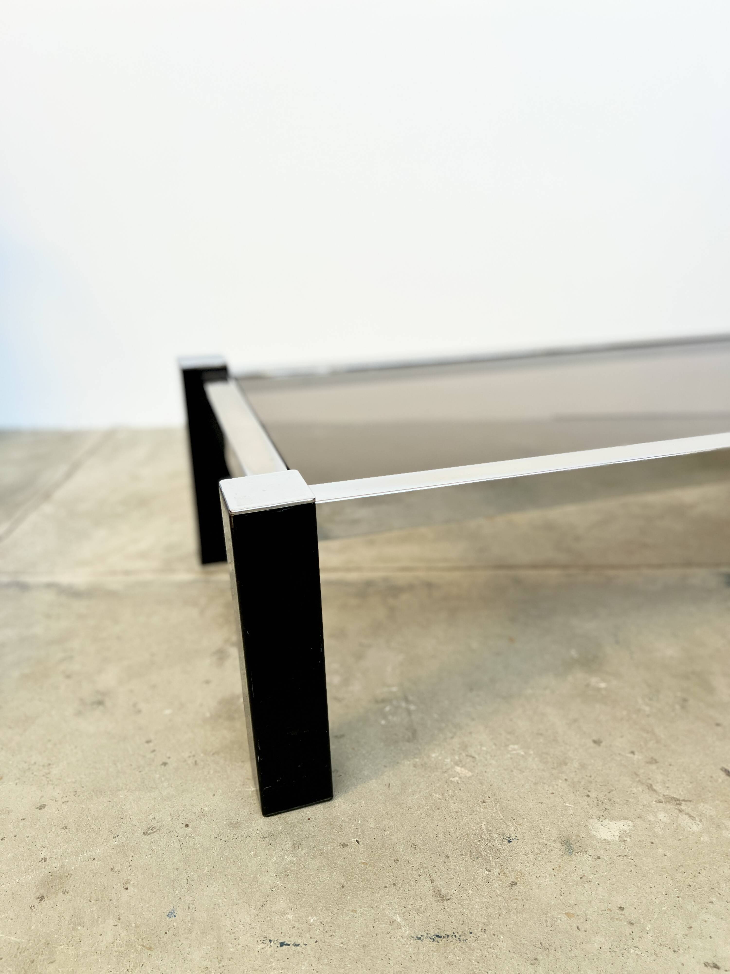 Black & Chrome Design Coffee Table – Smoked Glass
