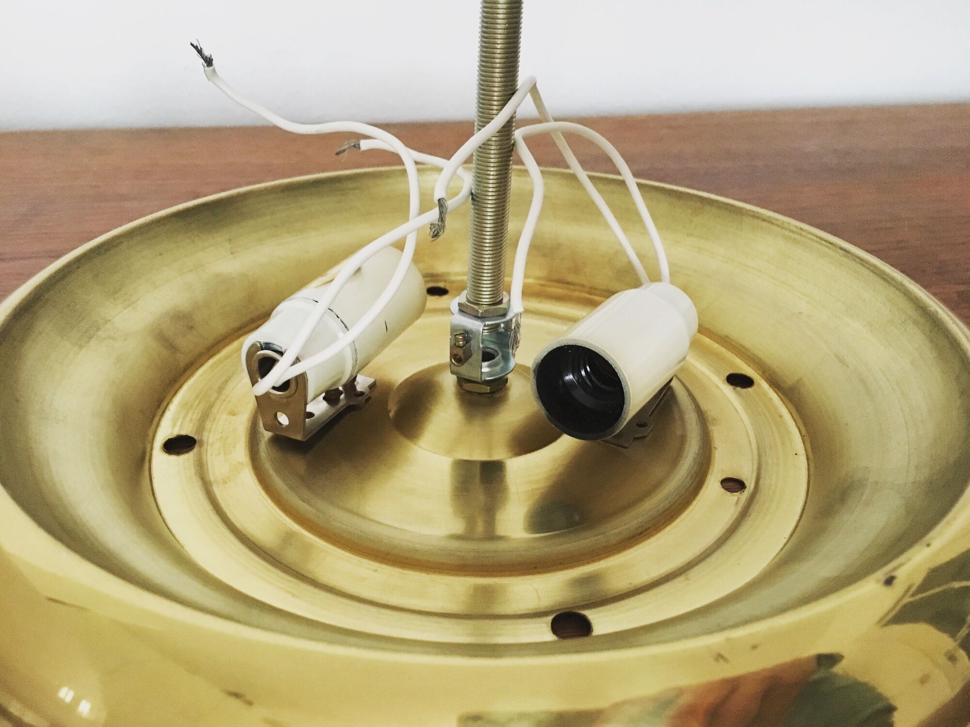 Brass and glass wall lamp or flush light