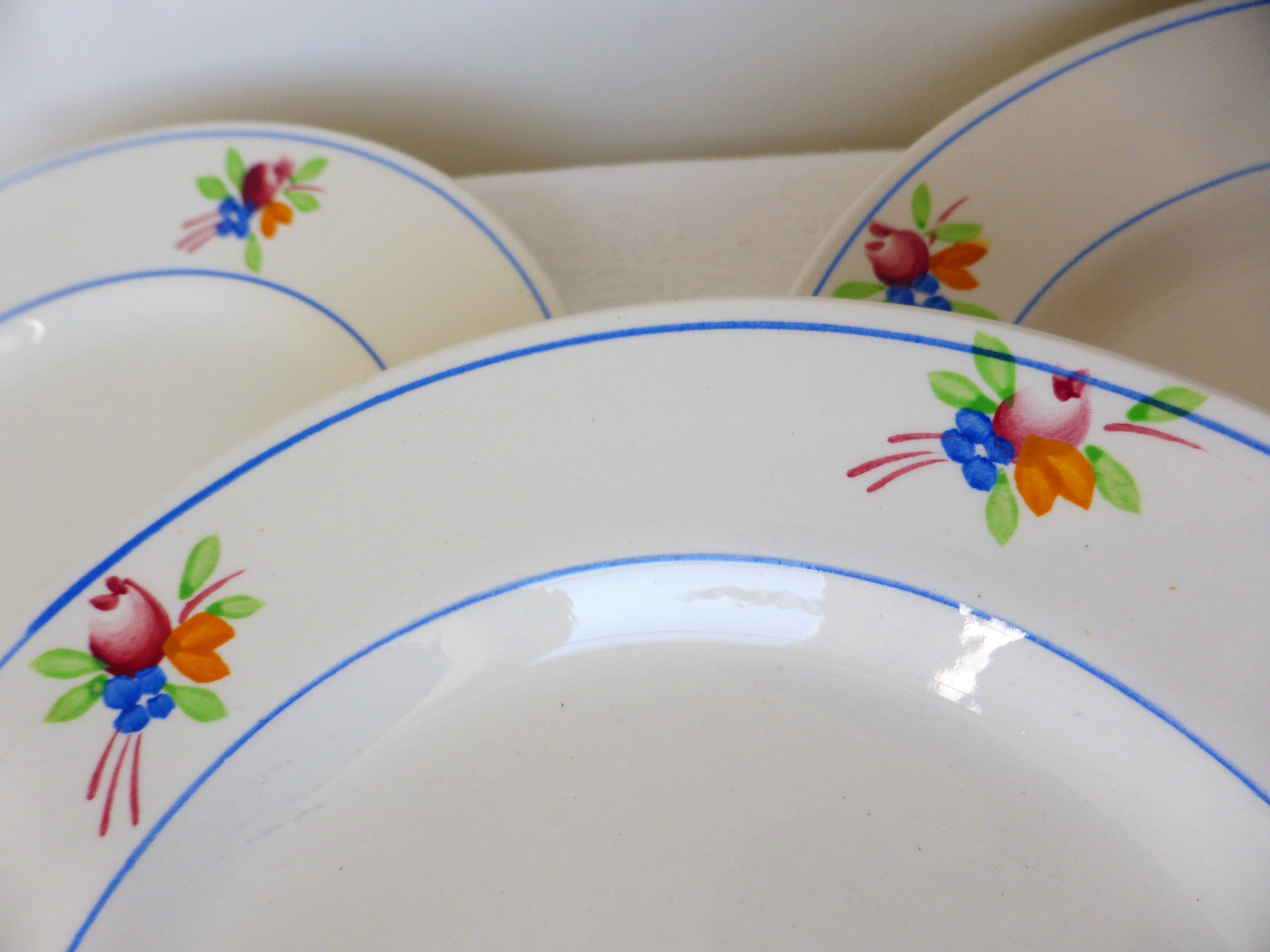 Série de 4 assiettes dessert vintage de la manufacture de Gien Nice 210687