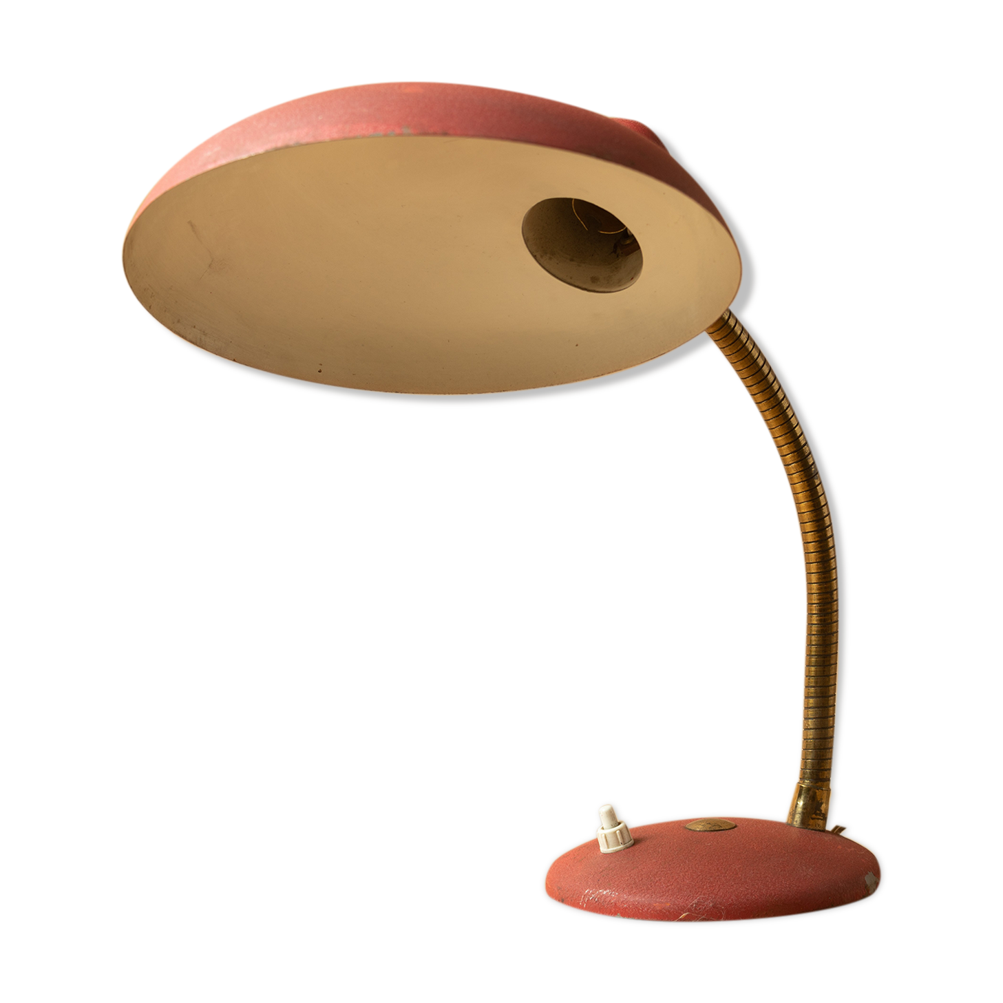 Desk lamp industrial design vintage 1950 1960 flexible red