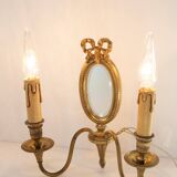 Ancienne applique en bronze avec miroir biseauté