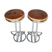 Paire de tabourets de bar bistro metal et bois