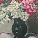 Bouquet in a black vase, oil by Seevagen