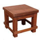 Table de chevet d’atelier en teck birman