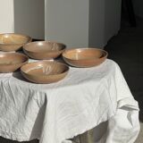 11 assiettes creuses artisanales vintage en grès mat