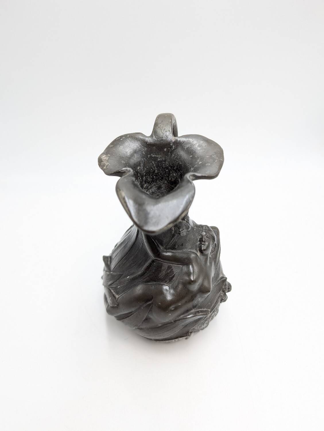 Pewter vase - art nouveau - nude woman j. garnier