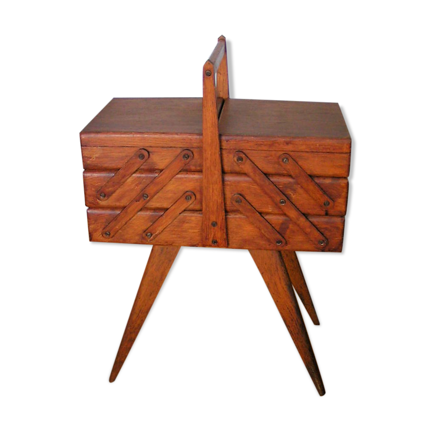 Worker sewing box feet compass