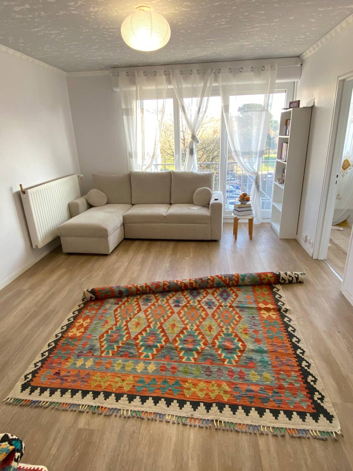 Grand Kilim Afghan en Laine – 292×206 cm