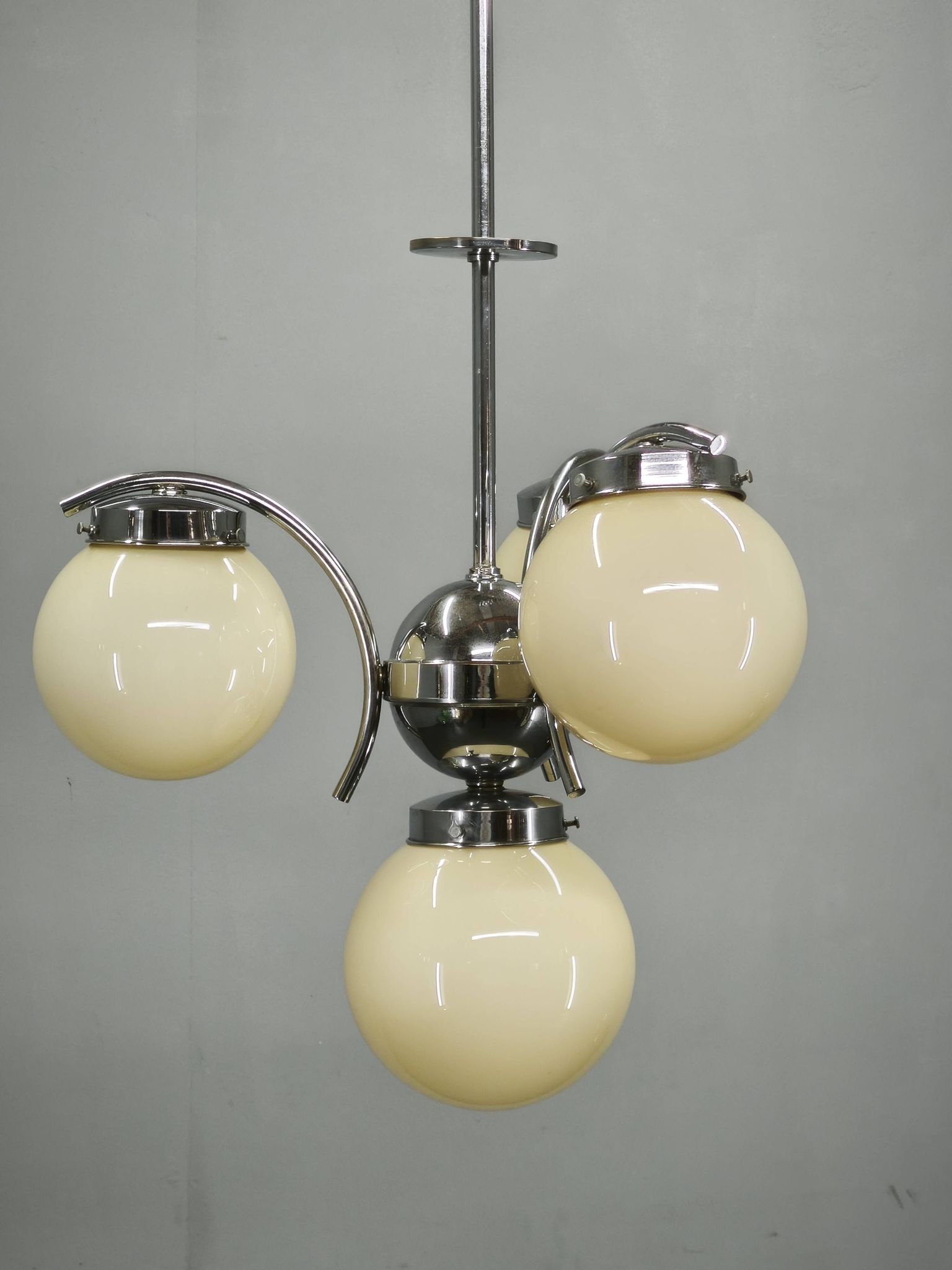 Lustre en verre Art Déco, Tchécoslovaquie, années 1930