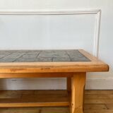 Brutalist wood and ceramic coffee table