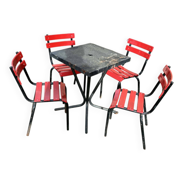 Ensemble 4 chaises et 1 table de jardin