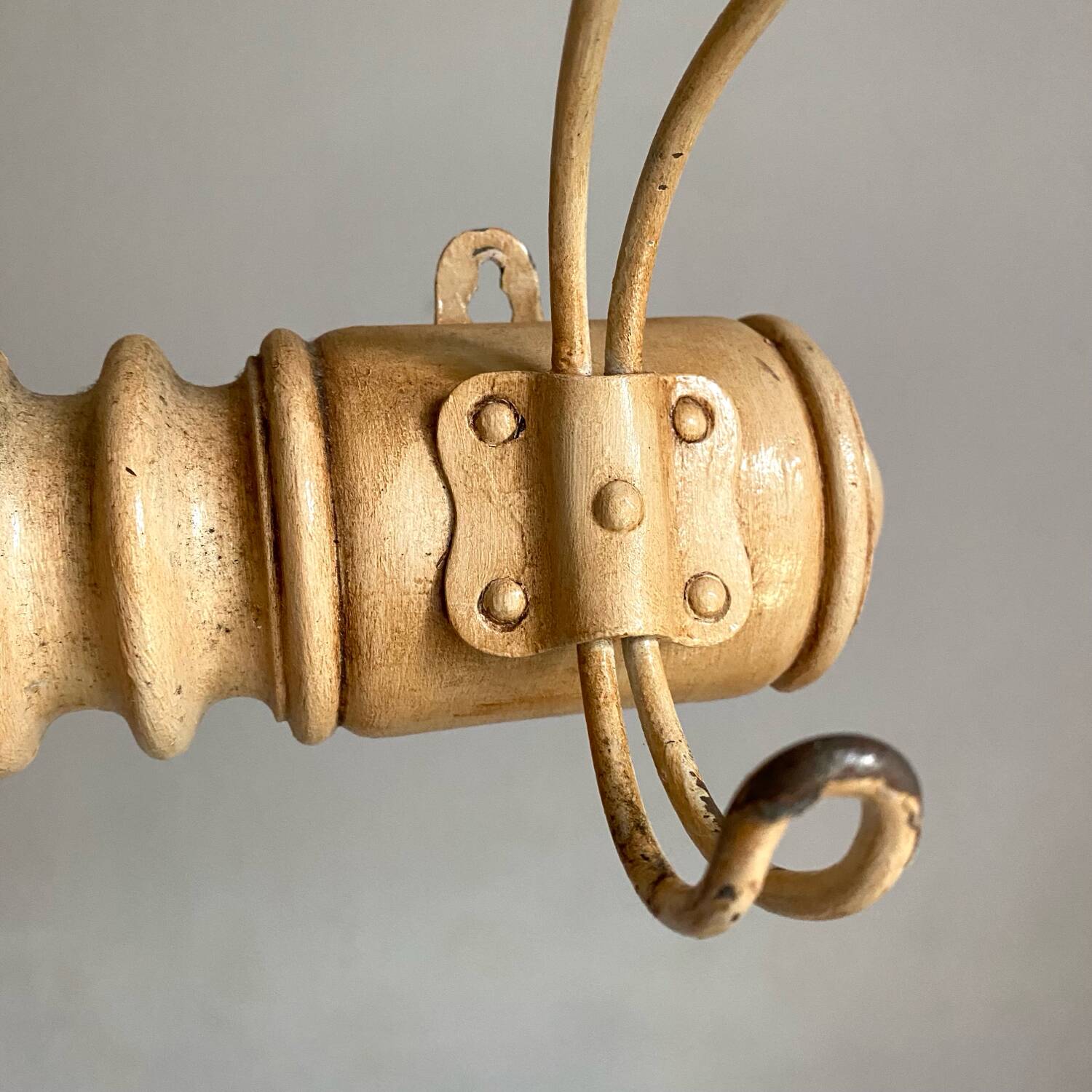 Turned wood wall coat rack