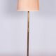 Restored Brass Art Deco Floor Lamp, France, Original Textile Shade, 1920s