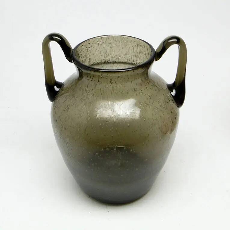 Postmodern vase, olive antico glass, designed by Z. Horbowy, Poland, 1970s
