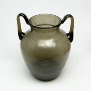 Postmodern vase, olive antico glass, designed by Z. Horbowy, Poland, 1970s