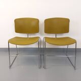 2 vintage Max Stacker Steelcase plastic and chrome stacking chairs
