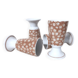 Mazagrans Coffee Cups Set of 4 with Salmon Pink Floral Decor