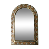 Moroccan mirror in chiseled brass, copper and silver, 70s-80s