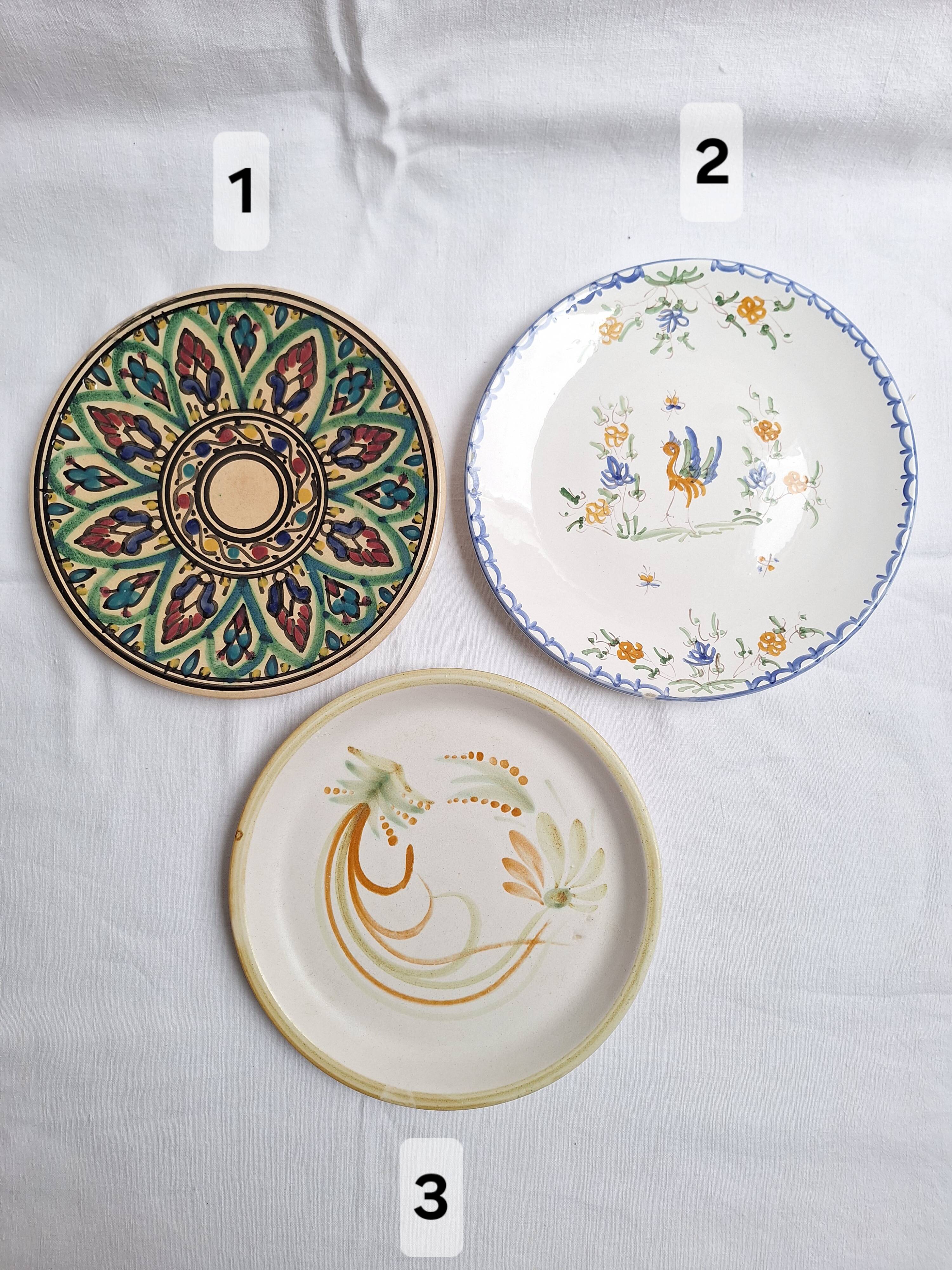 Henriot flat plates, hand-painted