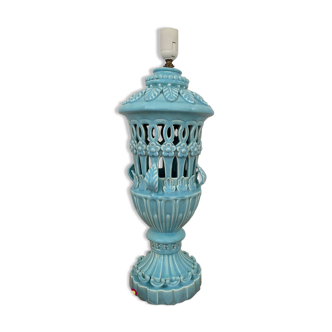 Turquoise blue Manises ceramic lamp