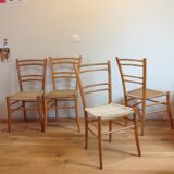 4 chaises en bois et corde