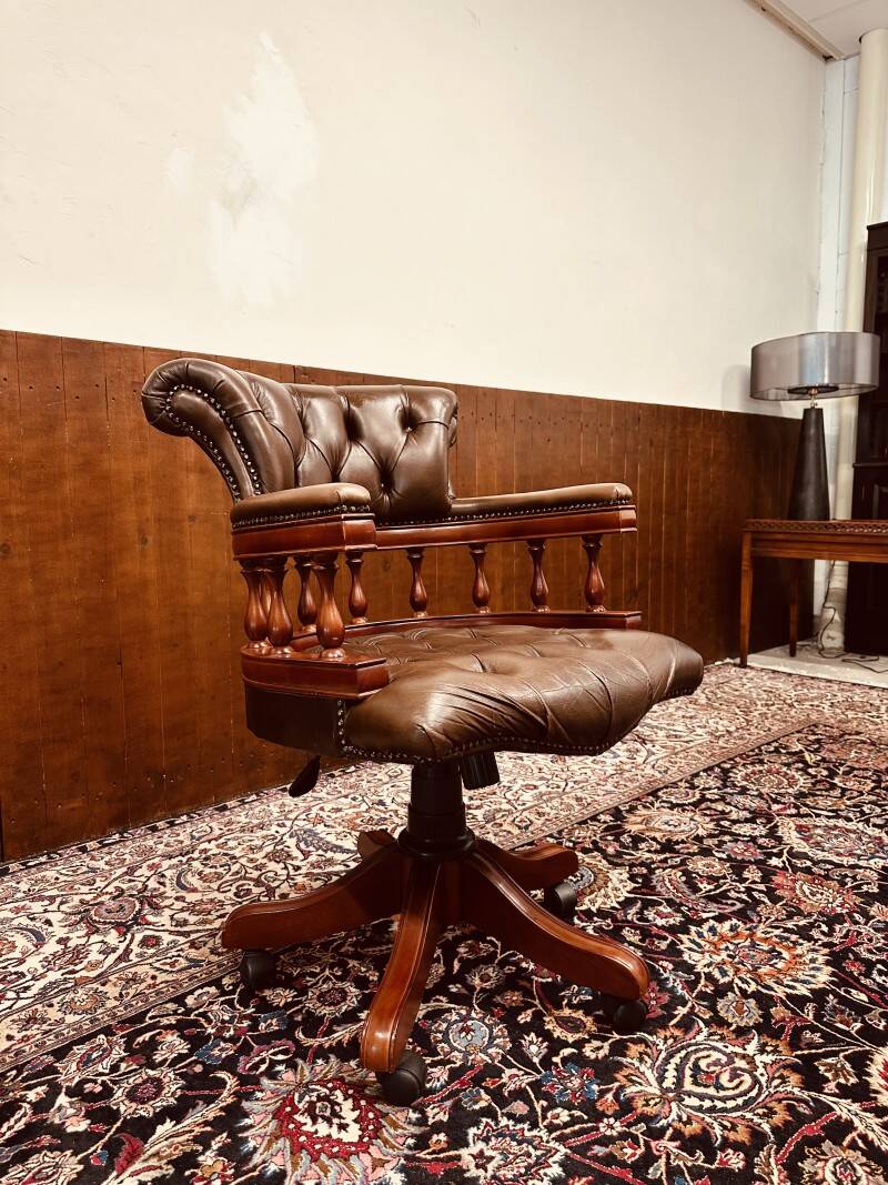 Brown Chesterfield Captain Desk Chair Office chair