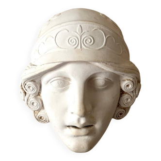 Mascaron en plâtre blanc