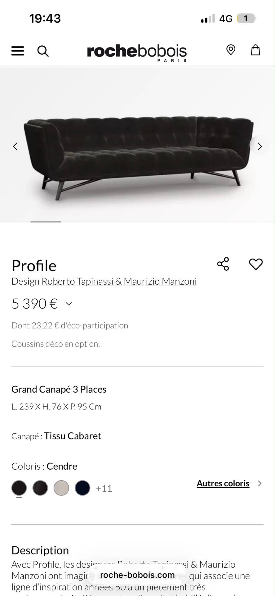 Roche Bobois Sofa Profile