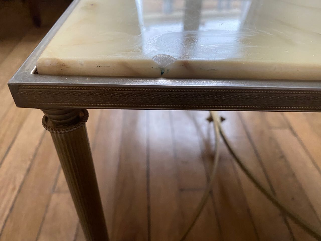 Marble and brass coffee table