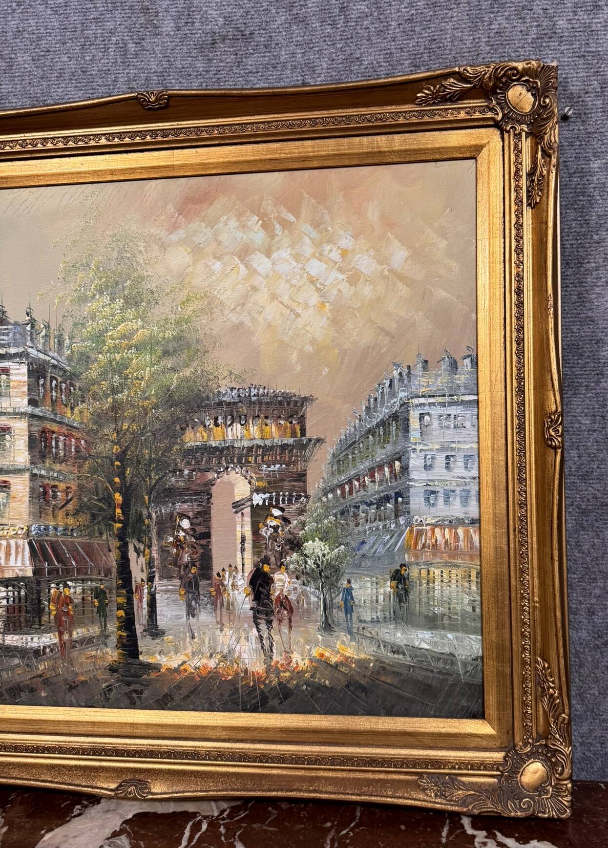 After Renée Wilsson: Oil on canvas The Arc de Triomphe in Paris circa 1980